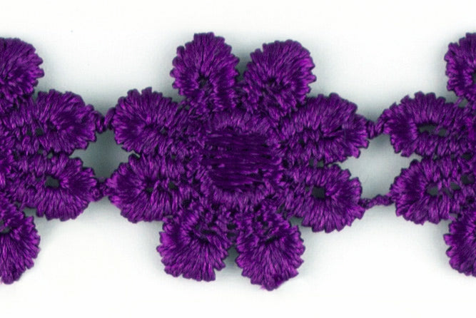1"  Royal Purple Daisy Chain Venise Lace (Made in England)