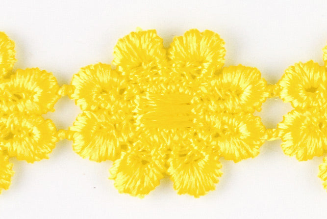 1"  Sunny Yellow Daisy Chain Venise Lace (Made in England)