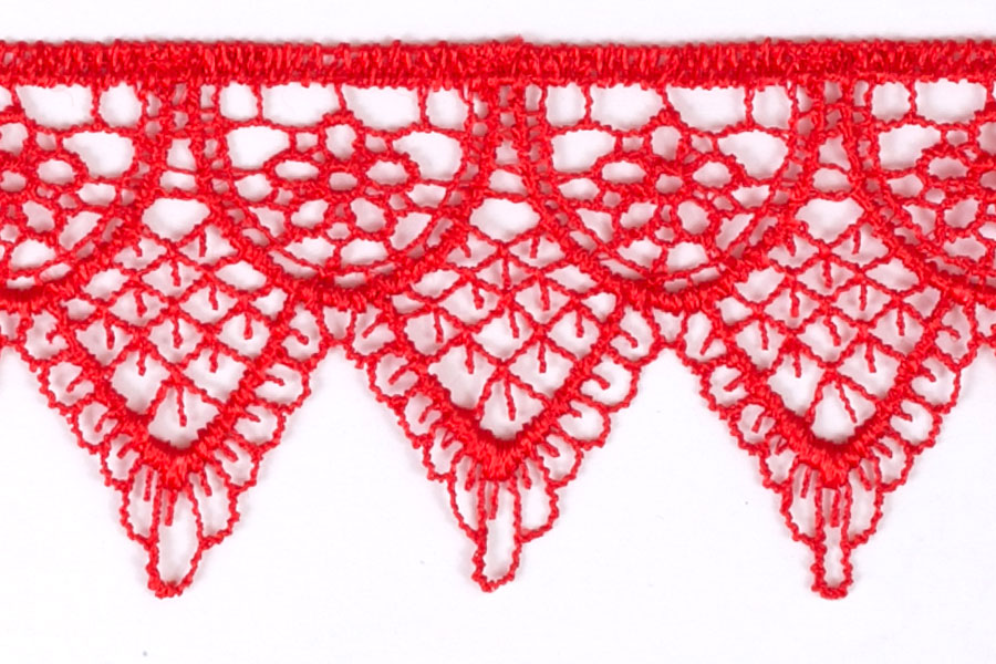 2" Double-Scalloped Red Venise Edging Lace (Made in England)