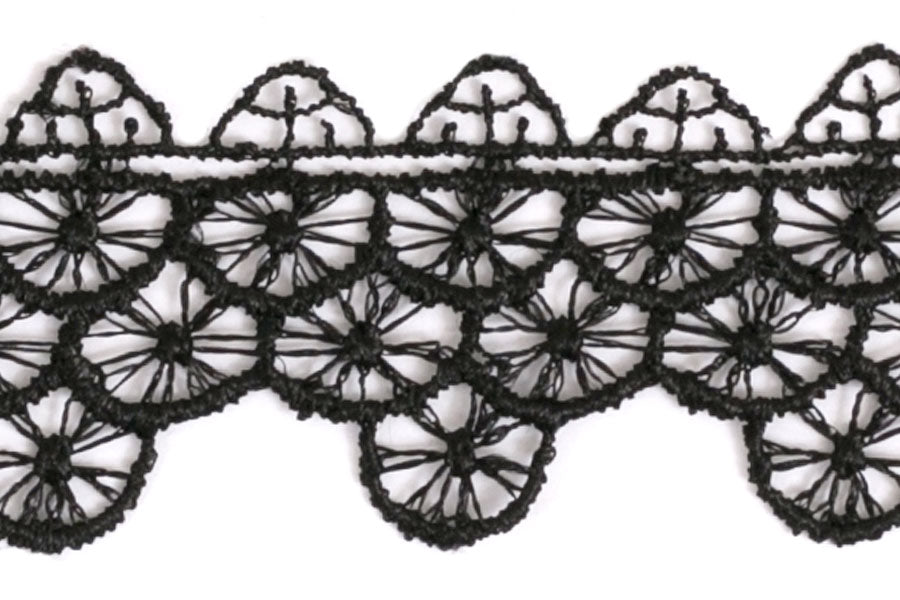 1 1/4" Circular  Black Venise Edging Lace (Made in England)