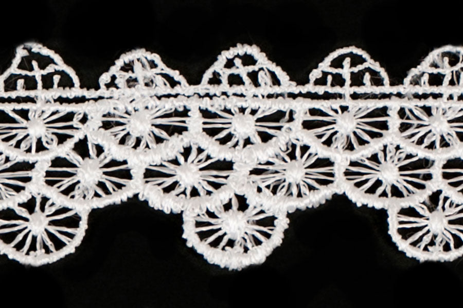 1 1/4" Circular White Venise Edging Lace (Made in England)
