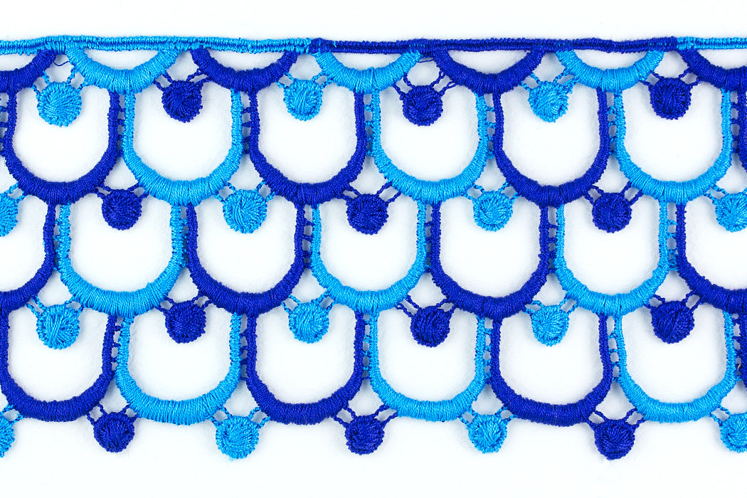 3 1/2" Blue Fish Scale Scalloped Venise Lace