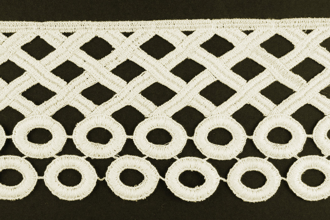 3 1/2" Ivory Cotton Circular Venise Edging Lace