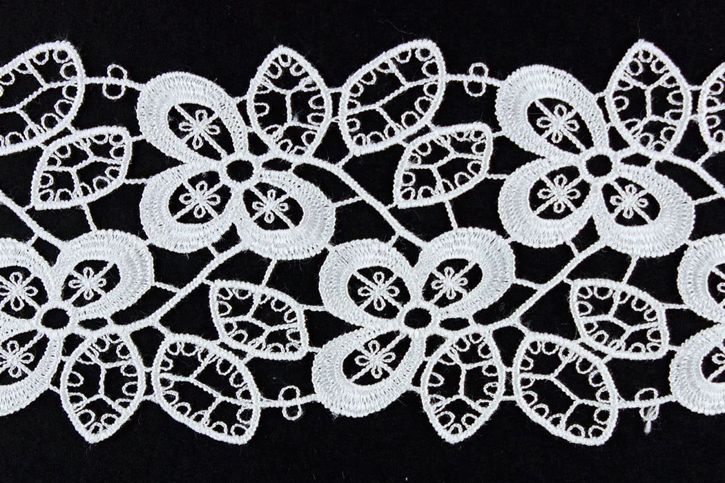 2 1/4" Ivory Floral & Leaf Venise Lace