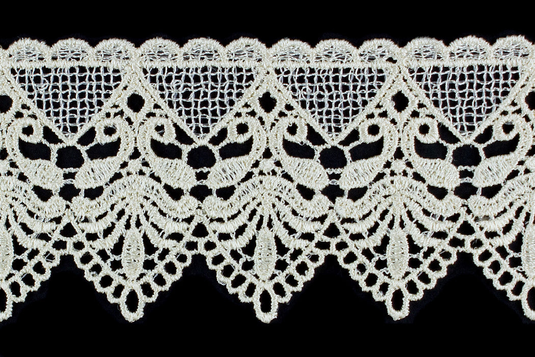 2 1/4" Cream Floral Venise Edging Lace (Made in Italy)