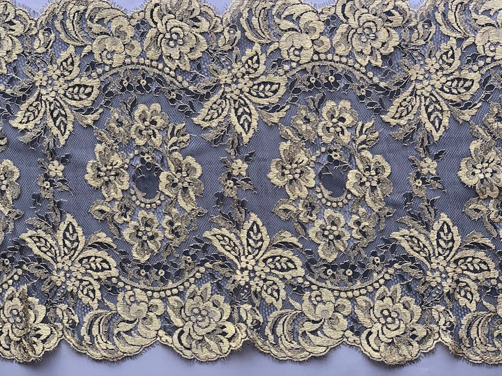 14" Black & Antique Gold Chantilly Lace (Made in France)