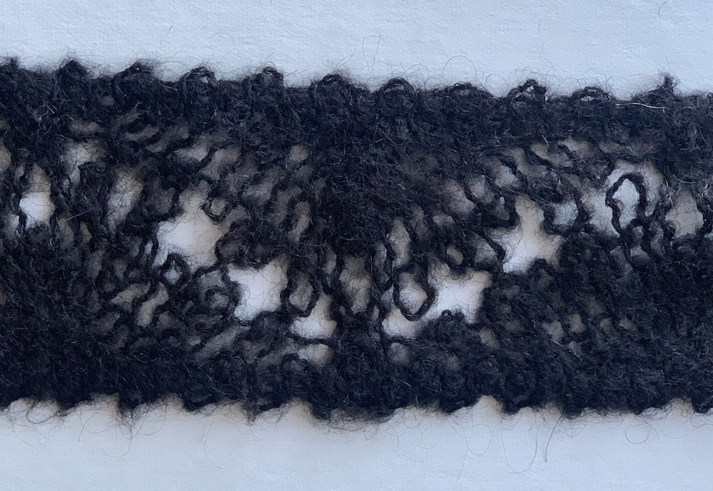 2 1/2" Black Wool Blend Crochet Lace (Made in Italy)