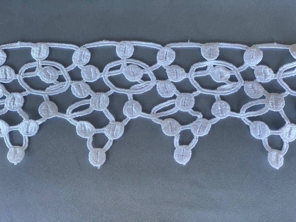 3 1/2"  Art Nouveau/Style White Rayon Venise Lace Trim