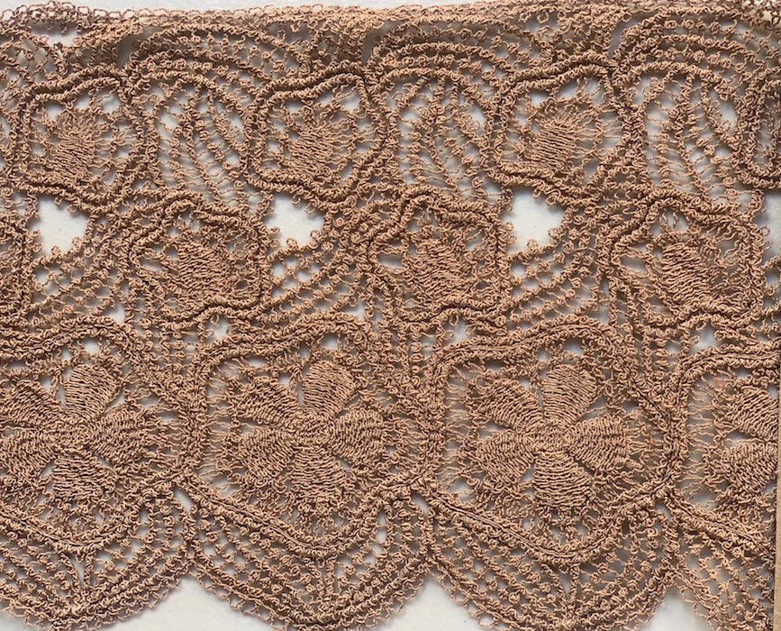 8" Cinnamon Floral Cotton Venise Lace Trim (Made in Italy)
