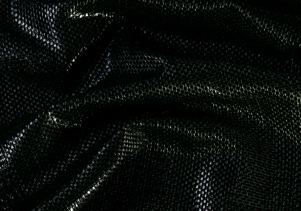 Novelty Fabric, Black Hole Mock Patent Leather Basket-Weave