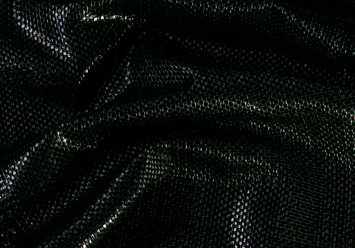 Black Hole Mock Patent Leather Basket-Weave Suiting (Made in Italy)