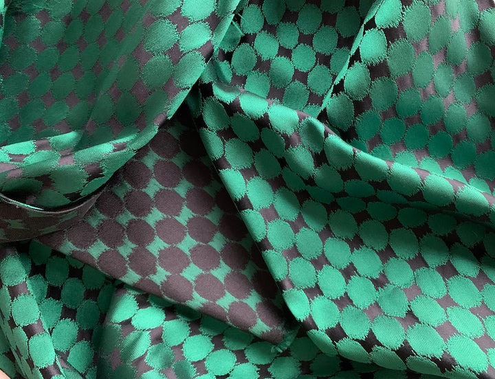 Alla Moda Teal Green Dots Polyester Brocade (Made in Italy)