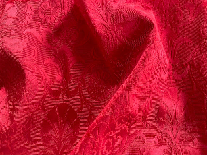 Valentine Red Acetate Blend Stretch Jacquard Damask