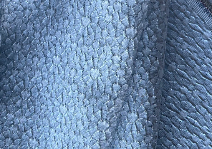 Honeycomb Ice & White  Polyester Blend Cloqué Brocade