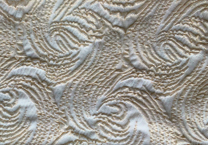 Elegant Textured Pale Gold Polyester Brocade Cloqué (Made in Italy)