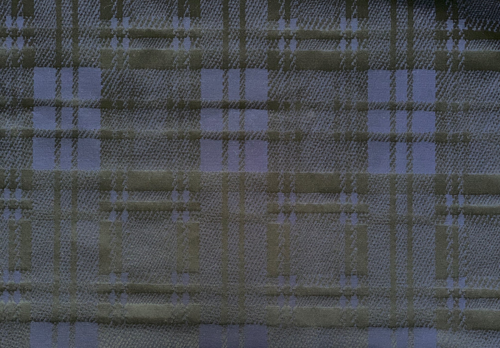 Silk Fabric, Blue Black Plaid Silk Blend Mock Taffeta (Made in