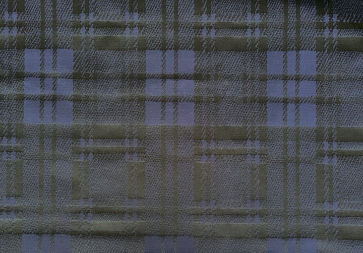 Blue & Black Plaid Silk Blend Mock Taffeta (Made in Italy)