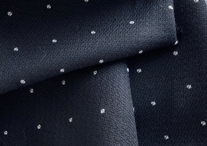 Stiffer Dotted Black & White Textured Wool Blend Brocade (Made in Italy)