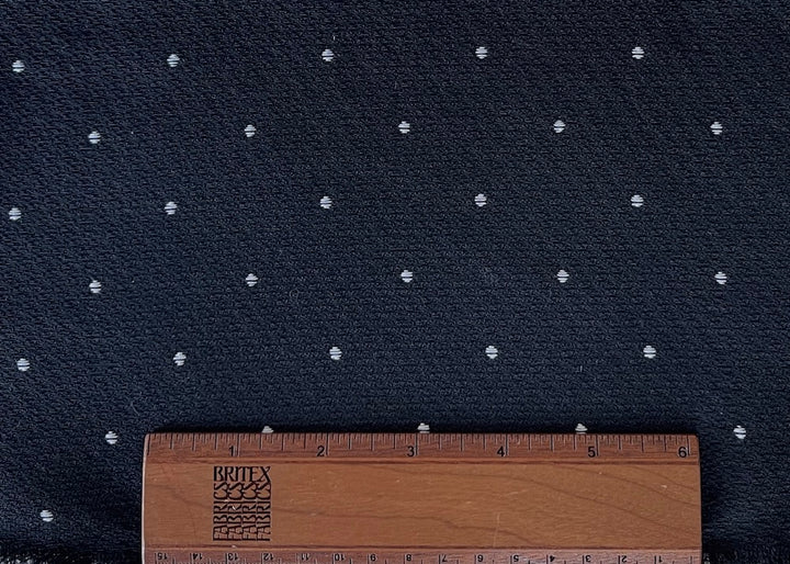 Stiffer Dotted Black & White Textured Wool Blend Brocade (Made in Italy)