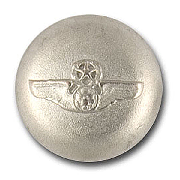 Winged Matte Silver Metal Blazer Button