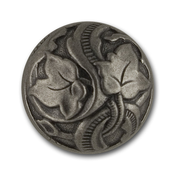 13/16" Domed Ivy Silver Metal Button