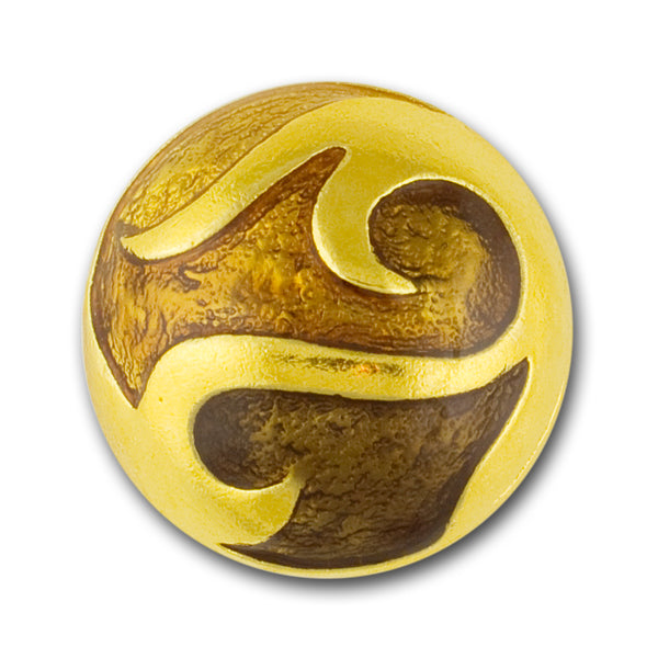 Domed Arabesque Caramel & Gold Metal Button