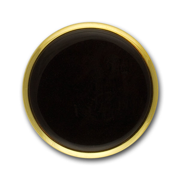 11/16" Glossy Black & Gold Metal Button