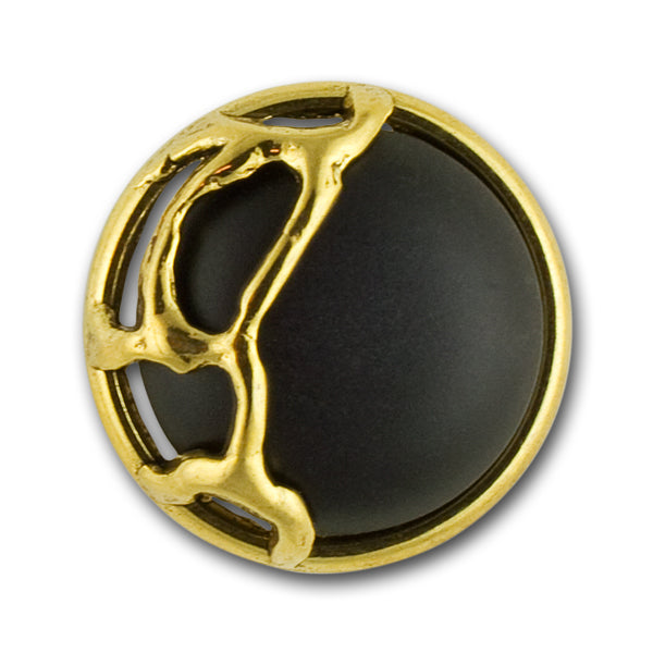 Domed Matte Black & Gold Metal Button