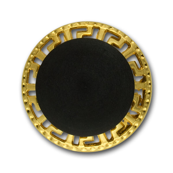 1 1/8" Thick Raised Black & Gold Metal Button