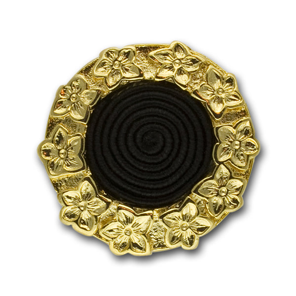 Black Soutache & Gold Metal Button