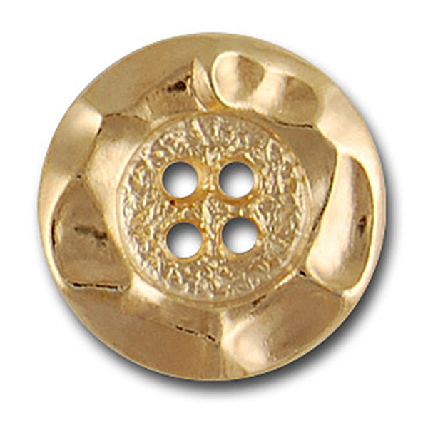 Hammered Four-Hole Gold Metal Button (Made in Germany)