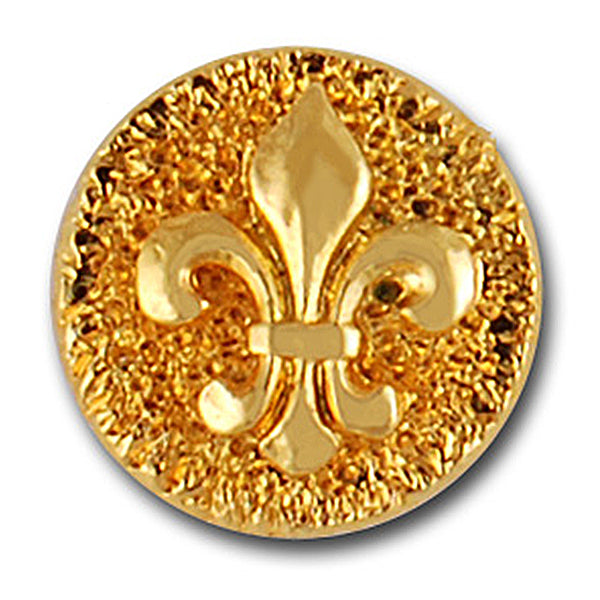 Fleur-De-Lys Gold Metal Button
