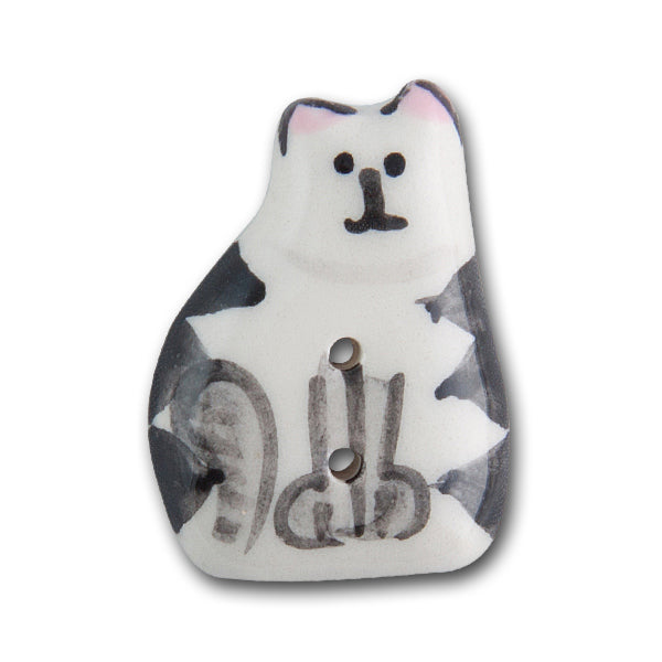 1 1/8" Sitting Cat Ceramic Button