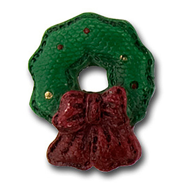 1 1/8" Festive Wreath Resin Novelty Button