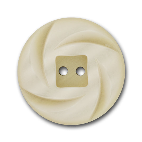 Carved Pinwheel Cream Plastic Button  (Made in Italy)