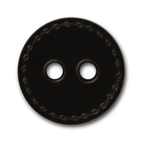 1 1/8" Faux-Stitched Black Plastic Button (Made in Italy)