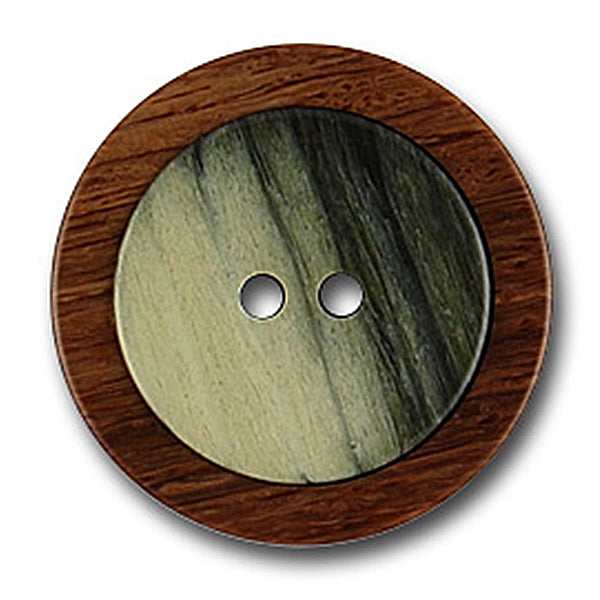 Faux Sage Stone & Wood Plastic Button (Made in Italy)