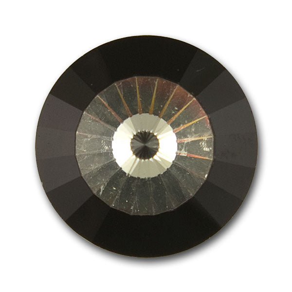 Sharply Domed Black & Clear Rhinestone Button