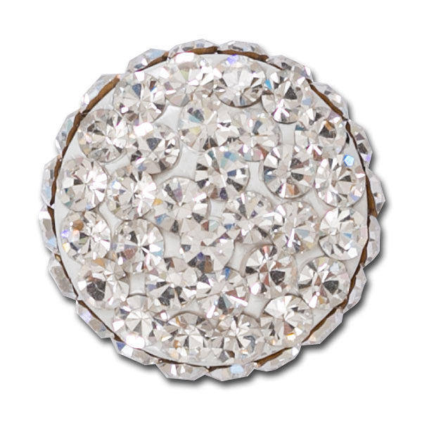 1" Clear & White Rhinestone Rimmed Button