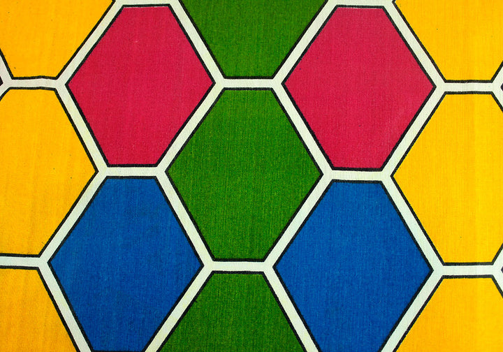 Hot Pink Honeycomb Hexagon African Cotton
