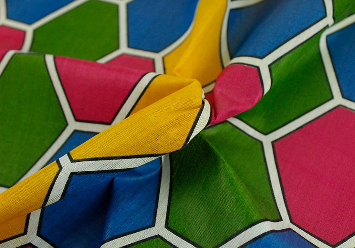 Hot Pink Honeycomb Hexagon African Cotton