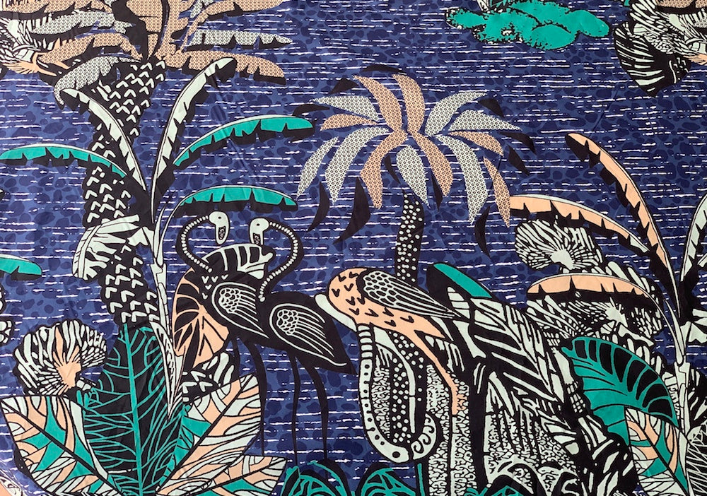 54" Panel -  Flamingos Beneath the Palms Couture Cotton Poplin (Made in Italy)