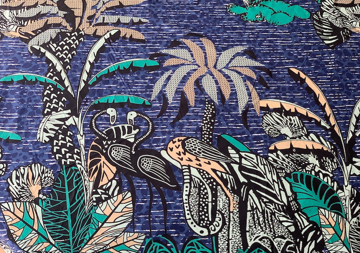 54" Panel -  Flamingos Beneath the Palms Couture Cotton Poplin (Made in Italy)