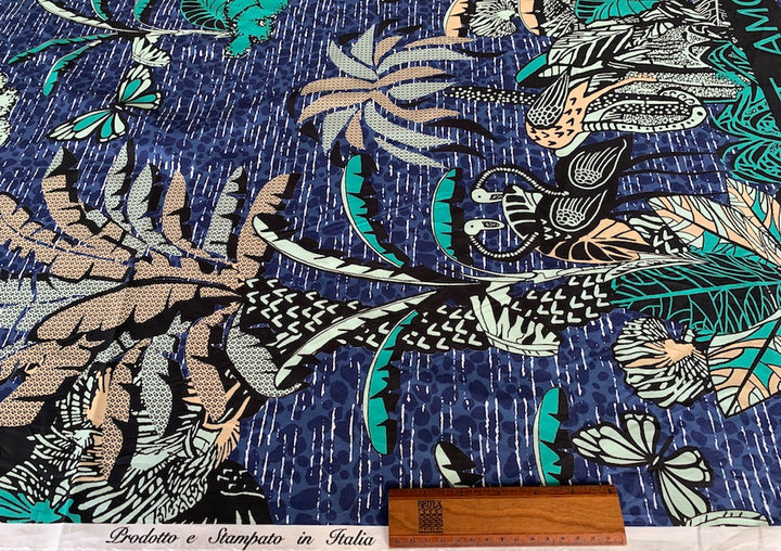 54" Panel -  Flamingos Beneath the Palms Couture Cotton Poplin (Made in Italy)