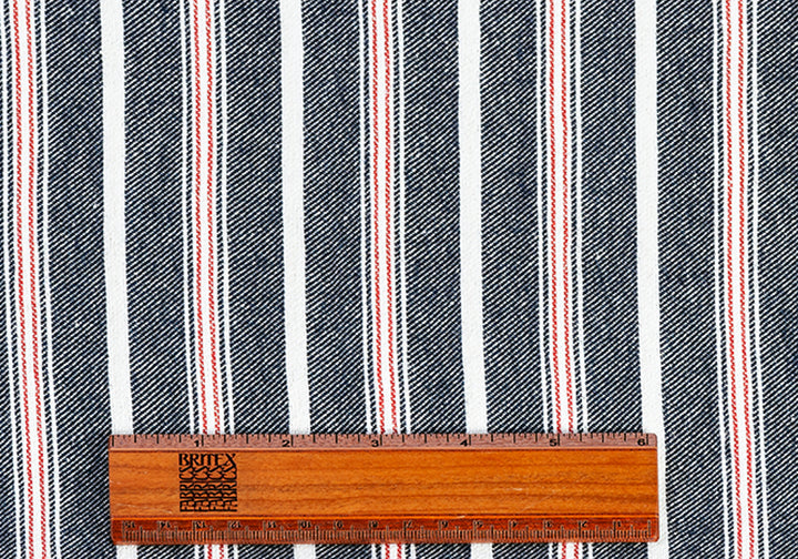 Striped Nautical Subtly Metallic Cotton Denim Twill (Made in Italy)