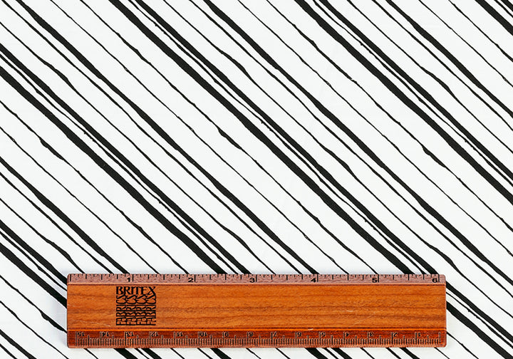 Designer Diagonally Striped Cotton Poplin (Made in Italy)