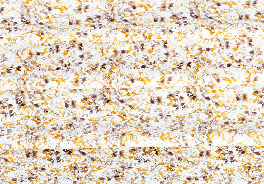 Scattered Goldenrod Foliage Cotton Poplin (Made in Italy)