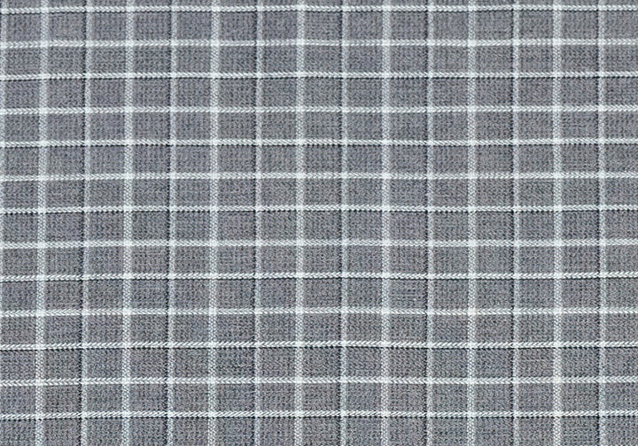Designer Light Charcoal Windowpane Check Cotton Shirting (Made in Italy)