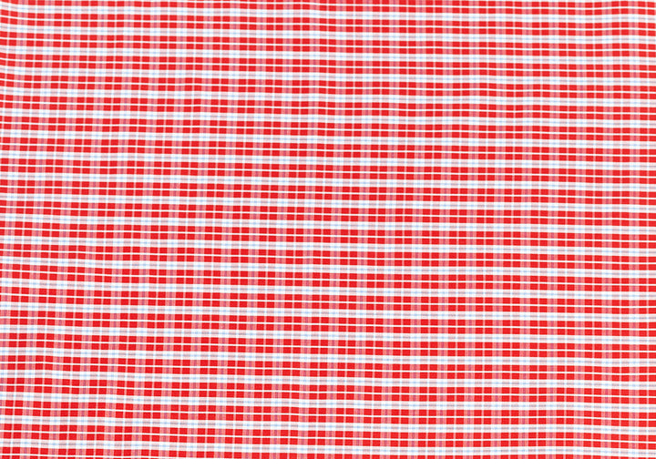 Designer 2-Ply Plaid Red, Blue, & White Cotton Shirting (Made in Italy)