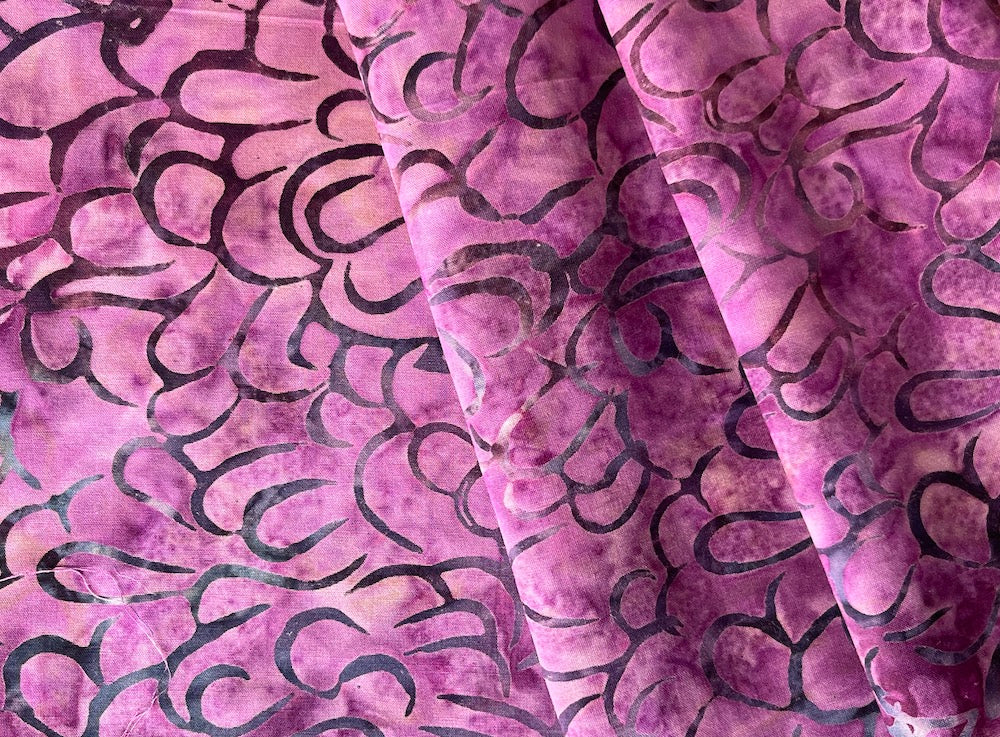 Raspberry Tossed Floral Cotton Batik (Made in Indonesia)